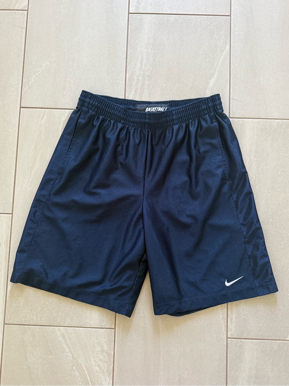 Nike Basketball Shorts Men’s L Navy Blue Dazzle Baggy Swoosh